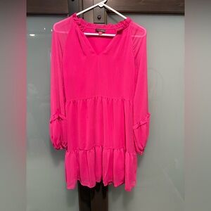 Vibrant Pink Long Sleeve Dress
